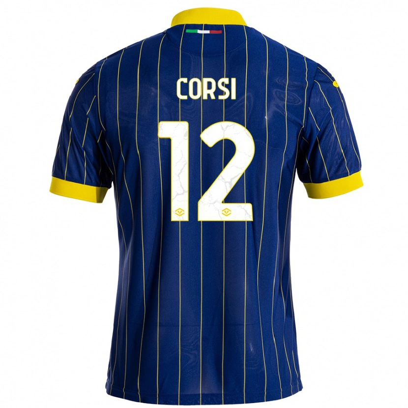 Danxen Kinderen Sara Corsi #12 Blauw Geel Thuisshirt Thuistenue 2024/25 T-Shirt