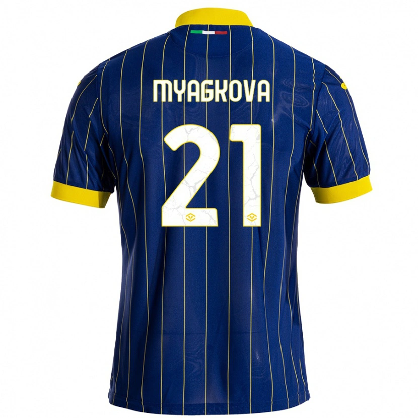 Danxen Kinderen Alina Myagkova #21 Blauw Geel Thuisshirt Thuistenue 2024/25 T-Shirt