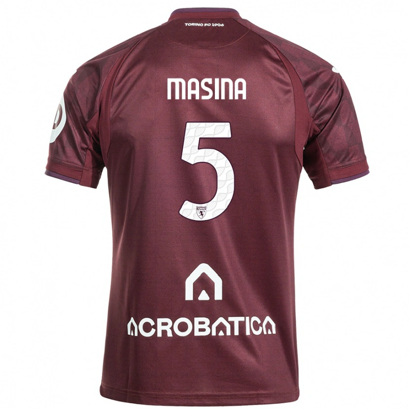 Danxen Kinderen Adam Masina #5 Kastanjebruin Wit Thuisshirt Thuistenue 2024/25 T-Shirt