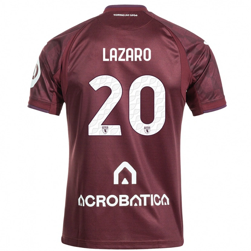 Danxen Kinderen Valentino Lazaro #20 Kastanjebruin Wit Thuisshirt Thuistenue 2024/25 T-Shirt