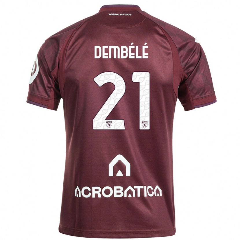 Danxen Kinderen Ali Dembélé #21 Kastanjebruin Wit Thuisshirt Thuistenue 2024/25 T-Shirt