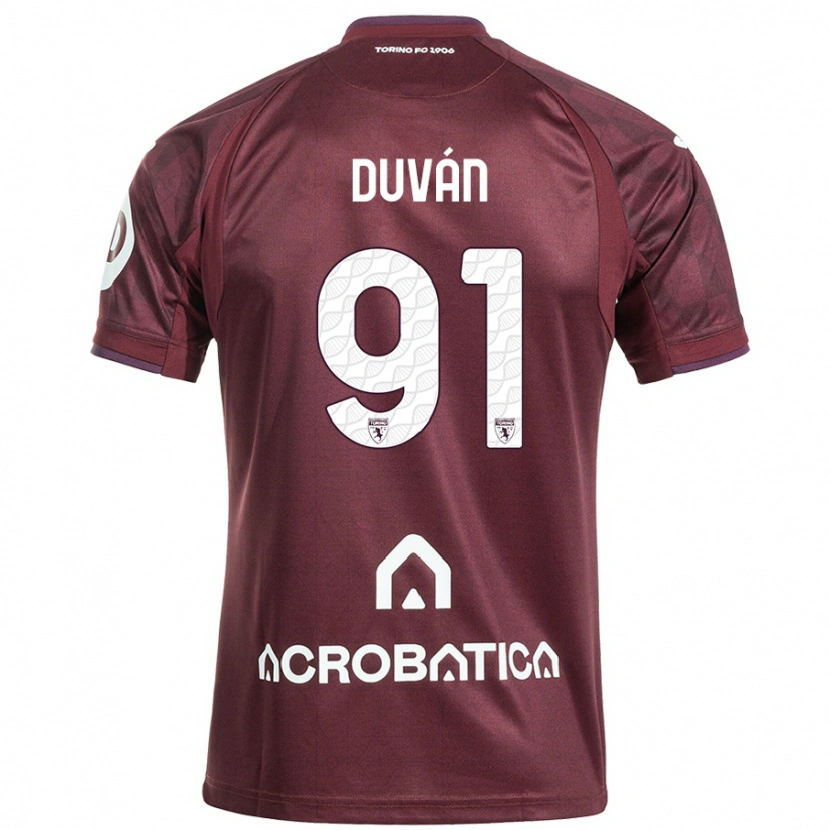 Danxen Kinderen Duván Zapata #91 Kastanjebruin Wit Thuisshirt Thuistenue 2024/25 T-Shirt