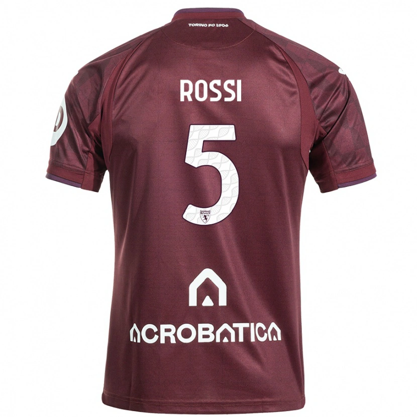 Danxen Kinderen Simone Rossi #5 Kastanjebruin Wit Thuisshirt Thuistenue 2024/25 T-Shirt