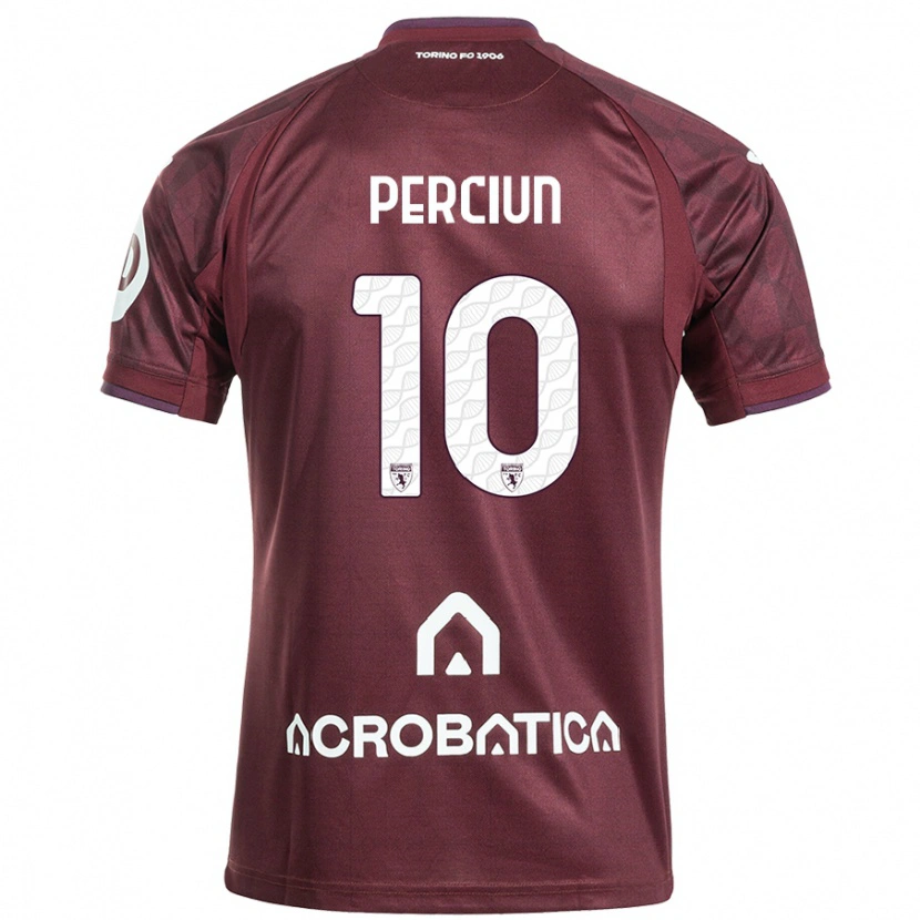 Danxen Kinderen Sergiu Perciun #10 Kastanjebruin Wit Thuisshirt Thuistenue 2024/25 T-Shirt