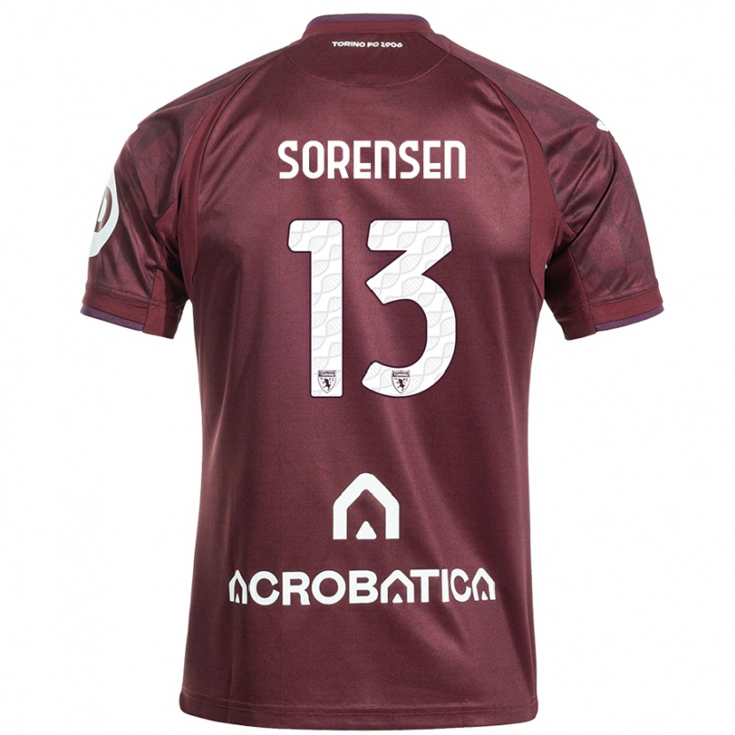 Danxen Kinderen Ben Sørensen #13 Kastanjebruin Wit Thuisshirt Thuistenue 2024/25 T-Shirt