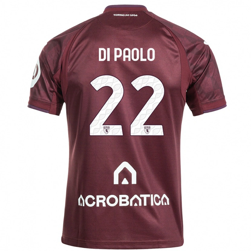 Danxen Kinderen Sebastiano Di Paolo #22 Kastanjebruin Wit Thuisshirt Thuistenue 2024/25 T-Shirt