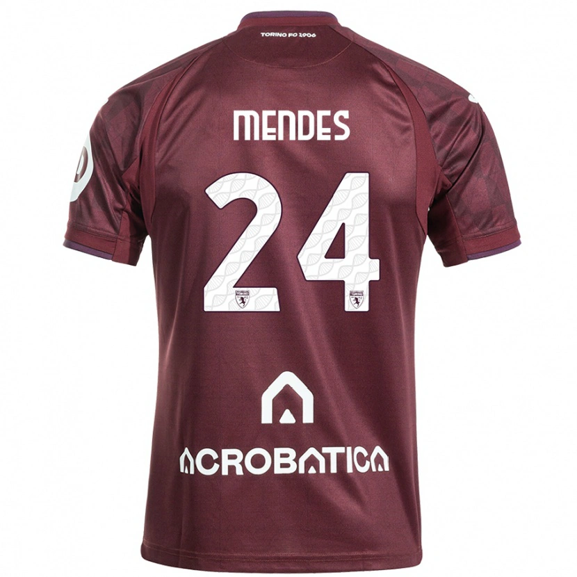 Danxen Kinderen Rodrigo Mendes #24 Kastanjebruin Wit Thuisshirt Thuistenue 2024/25 T-Shirt