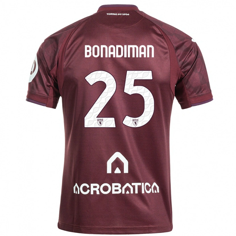 Danxen Kinderen Matteo Bonadiman #25 Kastanjebruin Wit Thuisshirt Thuistenue 2024/25 T-Shirt