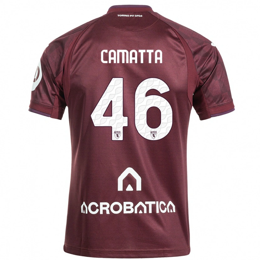 Danxen Kinderen Alessandro Camatta #46 Kastanjebruin Wit Thuisshirt Thuistenue 2024/25 T-Shirt