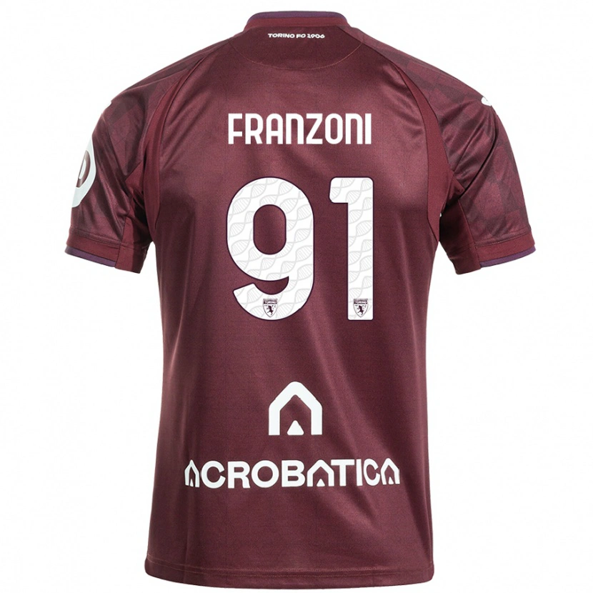 Danxen Kinderen Nicolò Franzoni #91 Kastanjebruin Wit Thuisshirt Thuistenue 2024/25 T-Shirt