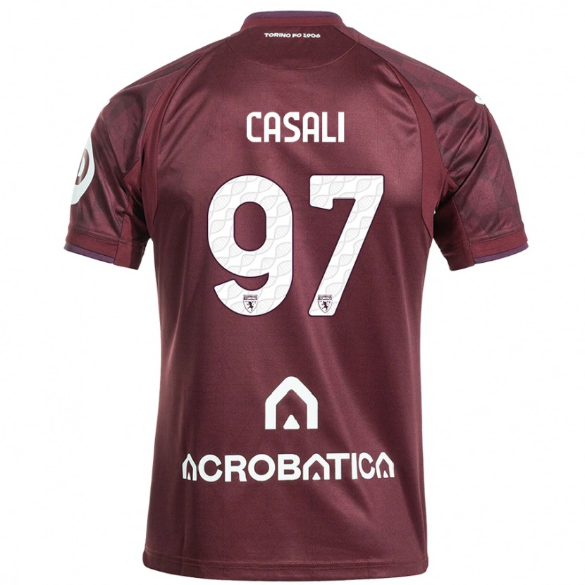 Danxen Kinderen Michele Casali #97 Kastanjebruin Wit Thuisshirt Thuistenue 2024/25 T-Shirt