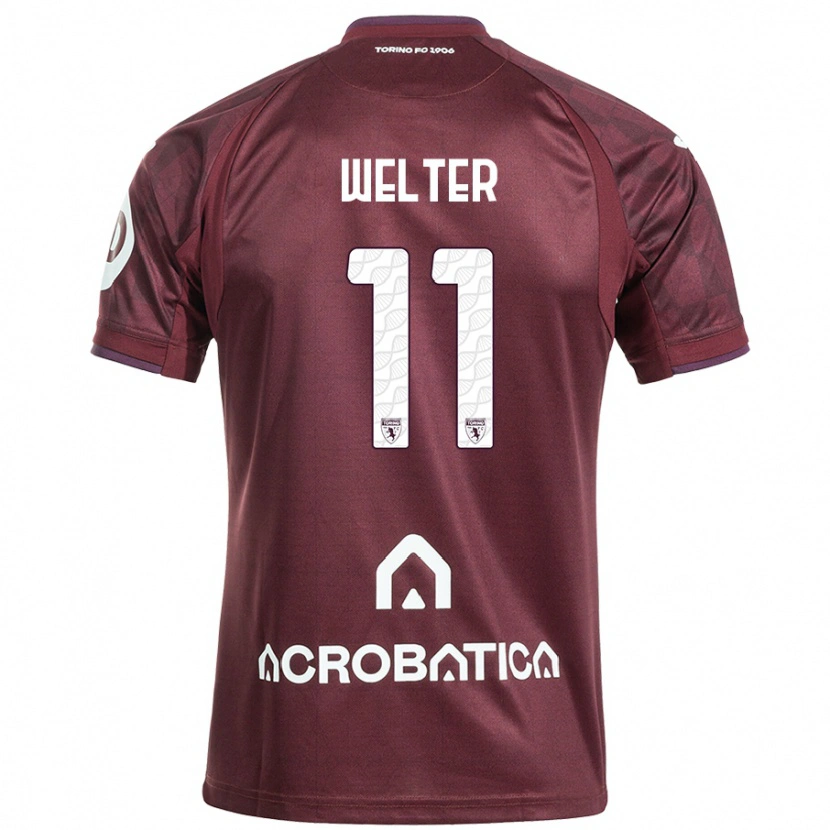 Danxen Kinderen Francesca Welter #11 Kastanjebruin Wit Thuisshirt Thuistenue 2024/25 T-Shirt