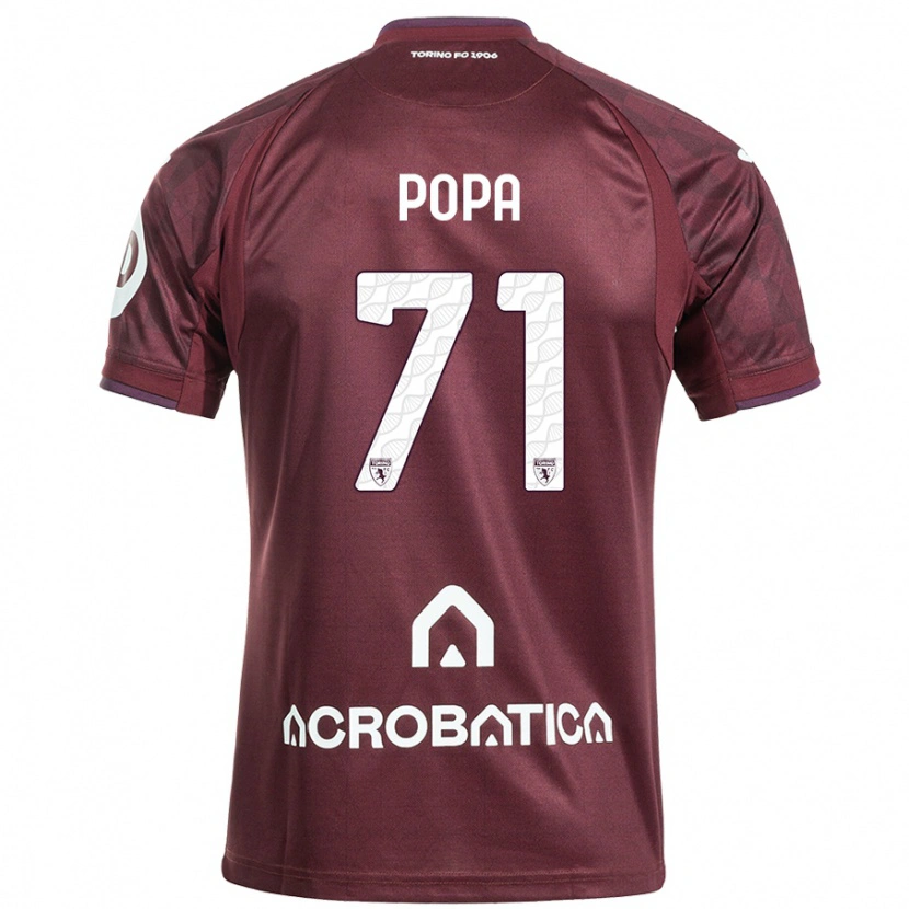 Danxen Kinderen Mihai Popa #71 Kastanjebruin Wit Thuisshirt Thuistenue 2024/25 T-Shirt