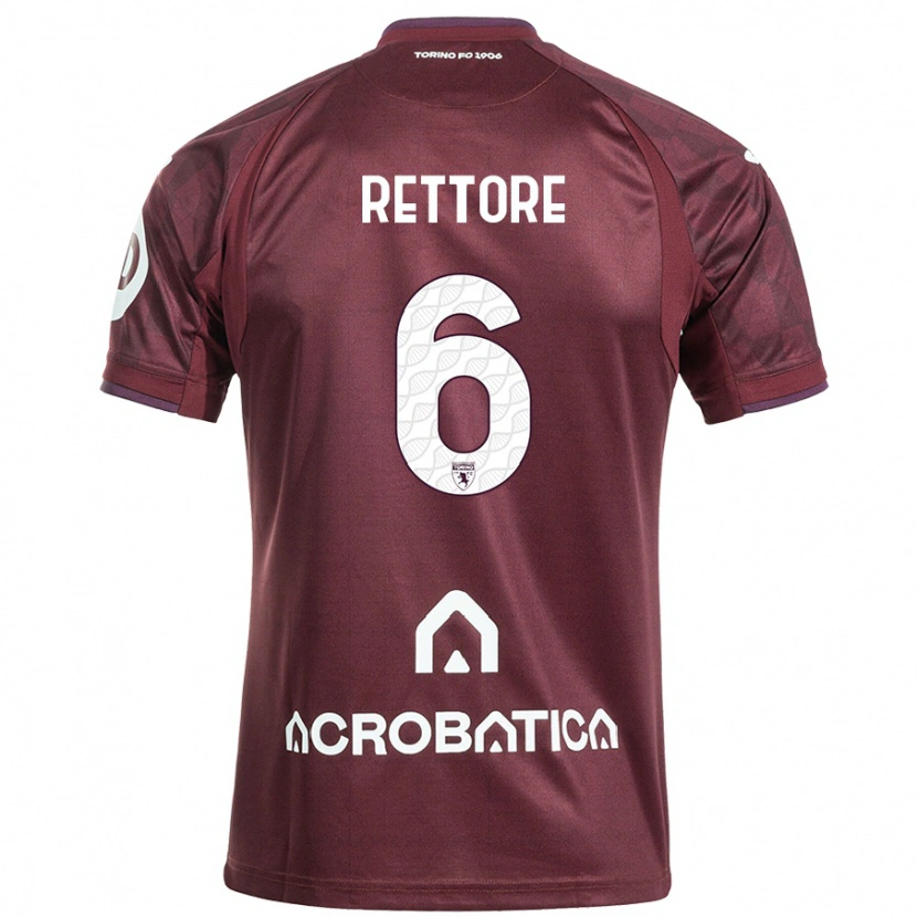 Danxen Kinderen Mirko Rettore #6 Kastanjebruin Wit Thuisshirt Thuistenue 2024/25 T-Shirt