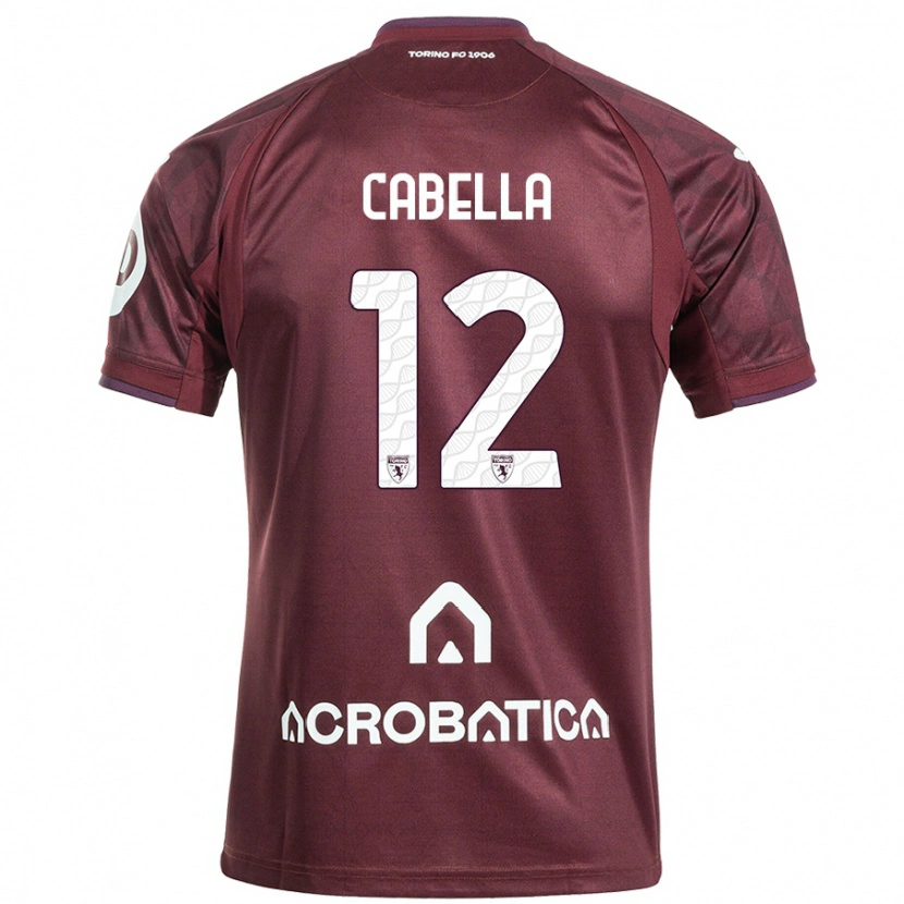 Danxen Kinderen Matteo Cabella #12 Kastanjebruin Wit Thuisshirt Thuistenue 2024/25 T-Shirt