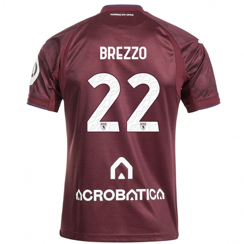 Danxen Kinderen Matteo Brezzo #22 Kastanjebruin Wit Thuisshirt Thuistenue 2024/25 T-Shirt