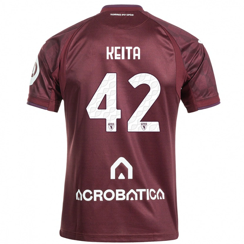 Danxen Kinderen Karamoko Keita #42 Kastanjebruin Wit Thuisshirt Thuistenue 2024/25 T-Shirt