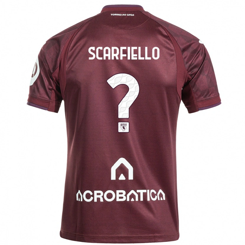 Danxen Kinderen Luca Scarfiello #0 Kastanjebruin Wit Thuisshirt Thuistenue 2024/25 T-Shirt