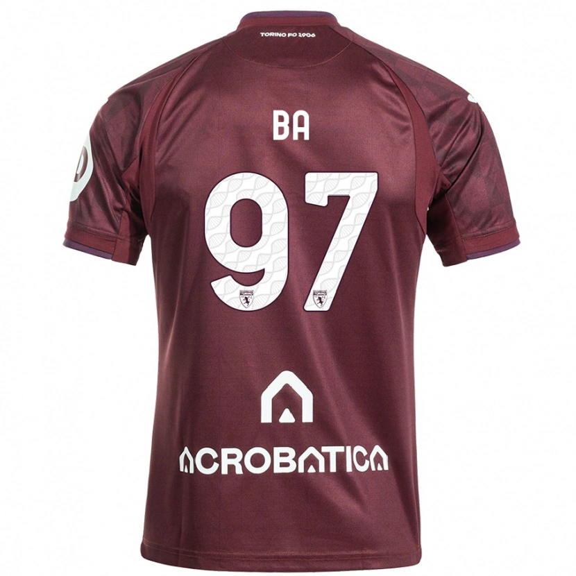 Danxen Kinderen El-Hadji Ba #97 Kastanjebruin Wit Thuisshirt Thuistenue 2024/25 T-Shirt