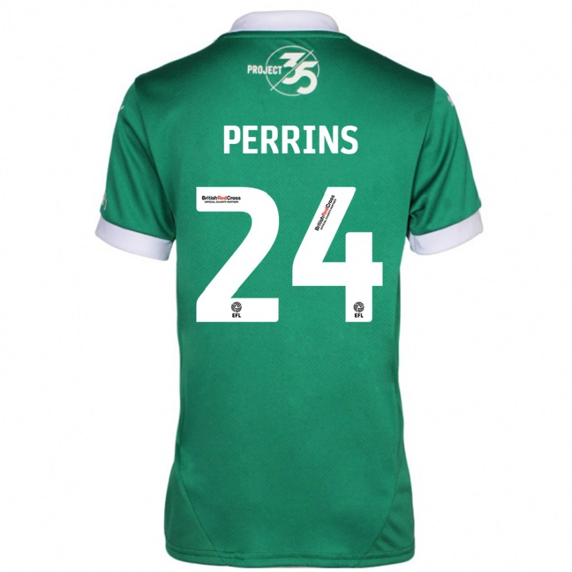 Danxen Kinderen Grace Perrins #24 Groen Wit Thuisshirt Thuistenue 2024/25 T-Shirt