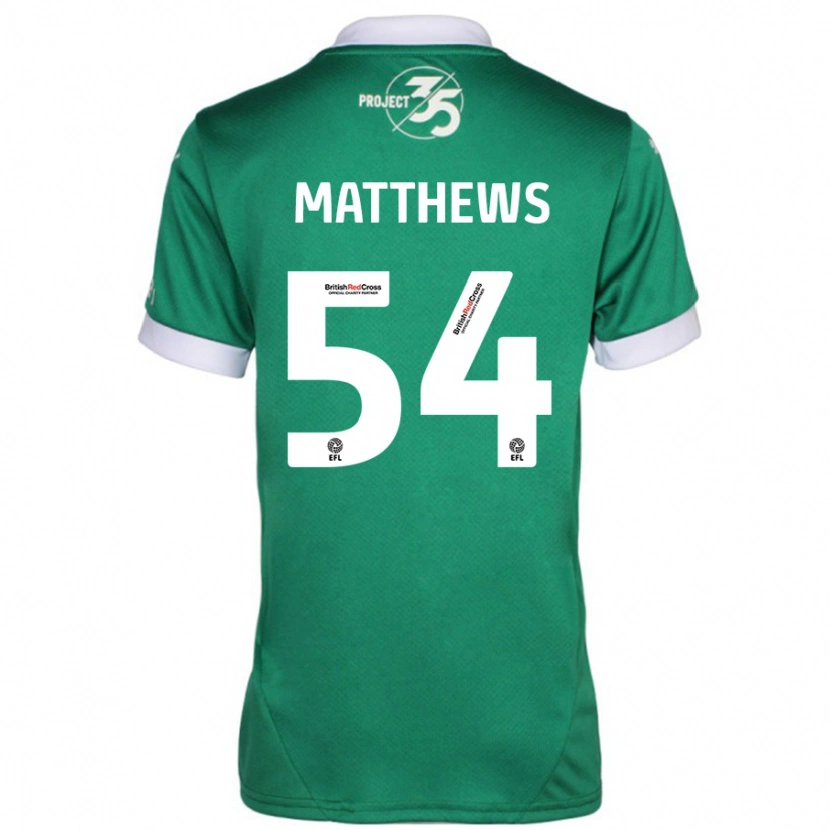 Danxen Kinderen Jack Matthews #54 Groen Wit Thuisshirt Thuistenue 2024/25 T-Shirt