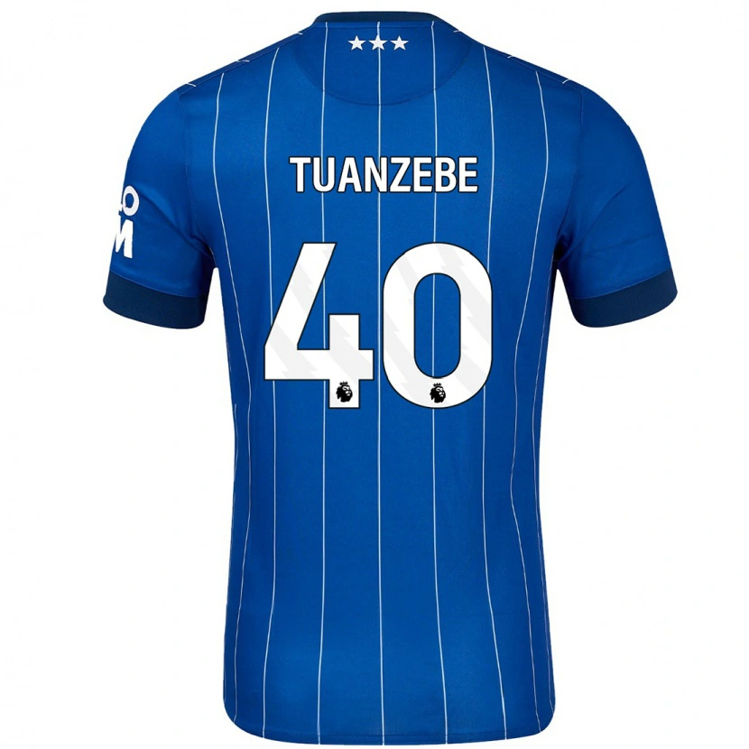 Danxen Kinderen Axel Tuanzebe #40 Marineblauw Thuisshirt Thuistenue 2024/25 T-Shirt