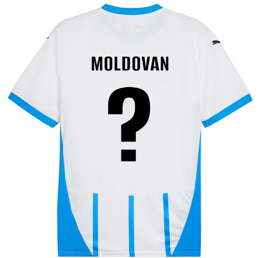 Danxen Kinderen Horațiu Moldovan #0 Wit Blauw Uitshirt Uittenue 2024/25 T-Shirt