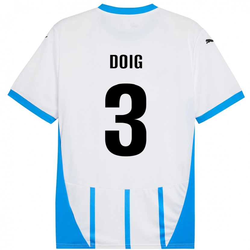 Danxen Kinderen Josh Doig #3 Wit Blauw Uitshirt Uittenue 2024/25 T-Shirt