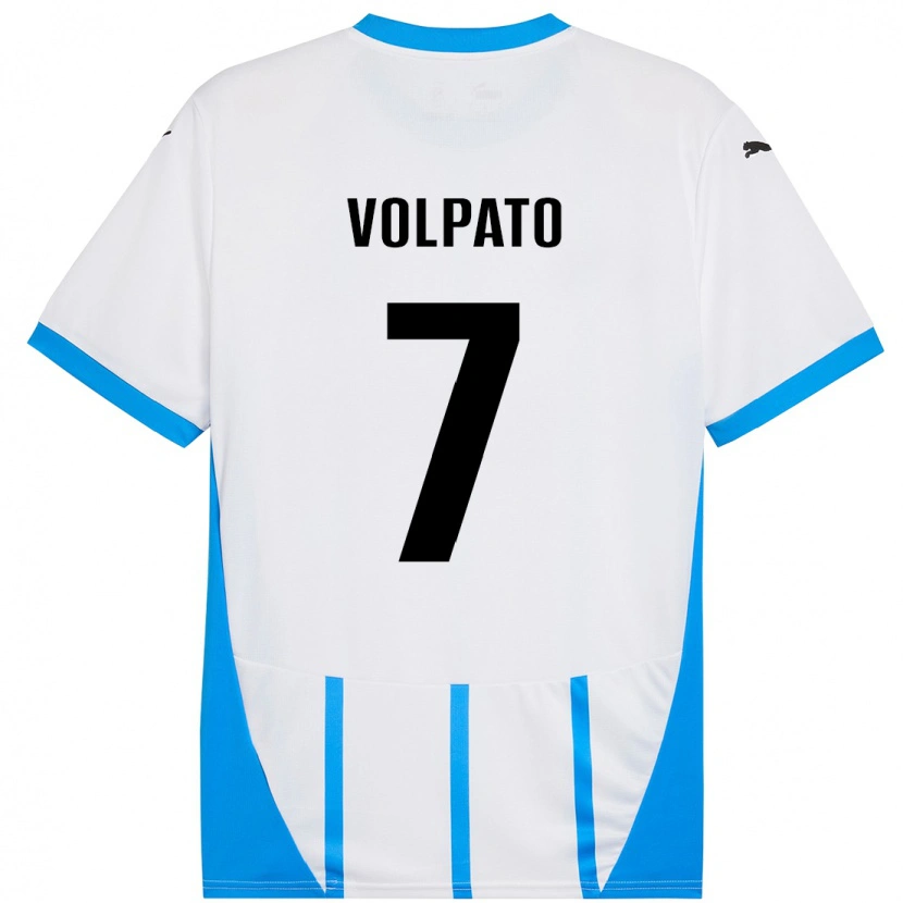 Danxen Kinderen Cristian Volpato #7 Wit Blauw Uitshirt Uittenue 2024/25 T-Shirt