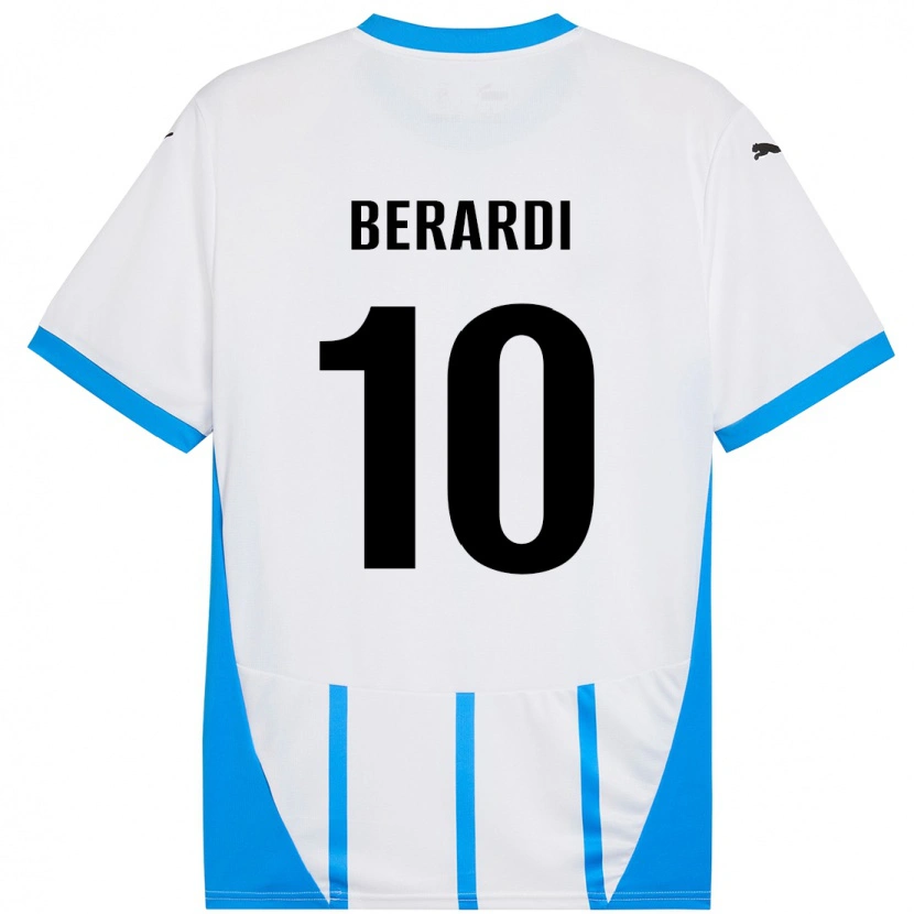 Danxen Kinderen Domenico Berardi #10 Wit Blauw Uitshirt Uittenue 2024/25 T-Shirt