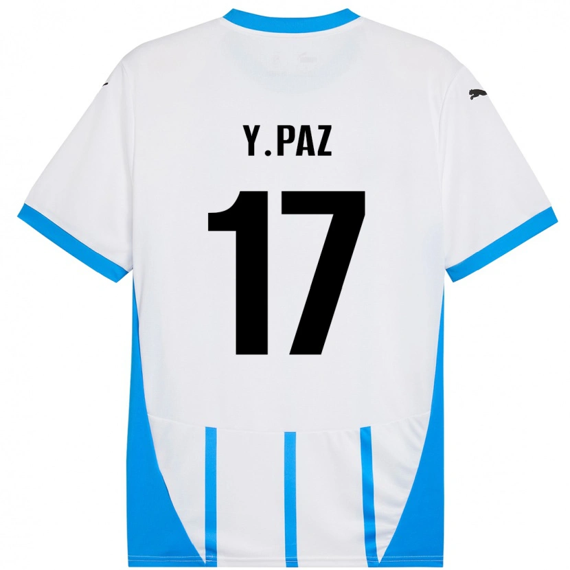 Danxen Kinderen Yeferson Paz #17 Wit Blauw Uitshirt Uittenue 2024/25 T-Shirt