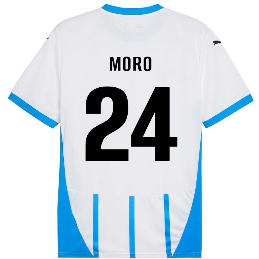 Danxen Kinderen Luca Moro #24 Wit Blauw Uitshirt Uittenue 2024/25 T-Shirt