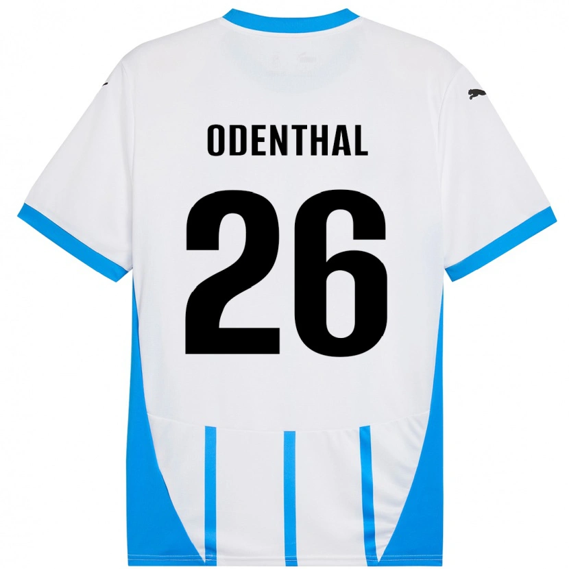 Danxen Kinderen Cas Odenthal #26 Wit Blauw Uitshirt Uittenue 2024/25 T-Shirt