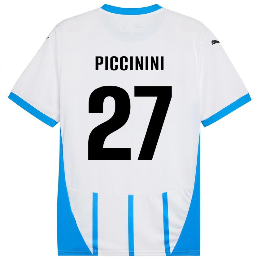 Danxen Kinderen Stefano Piccinini #27 Wit Blauw Uitshirt Uittenue 2024/25 T-Shirt