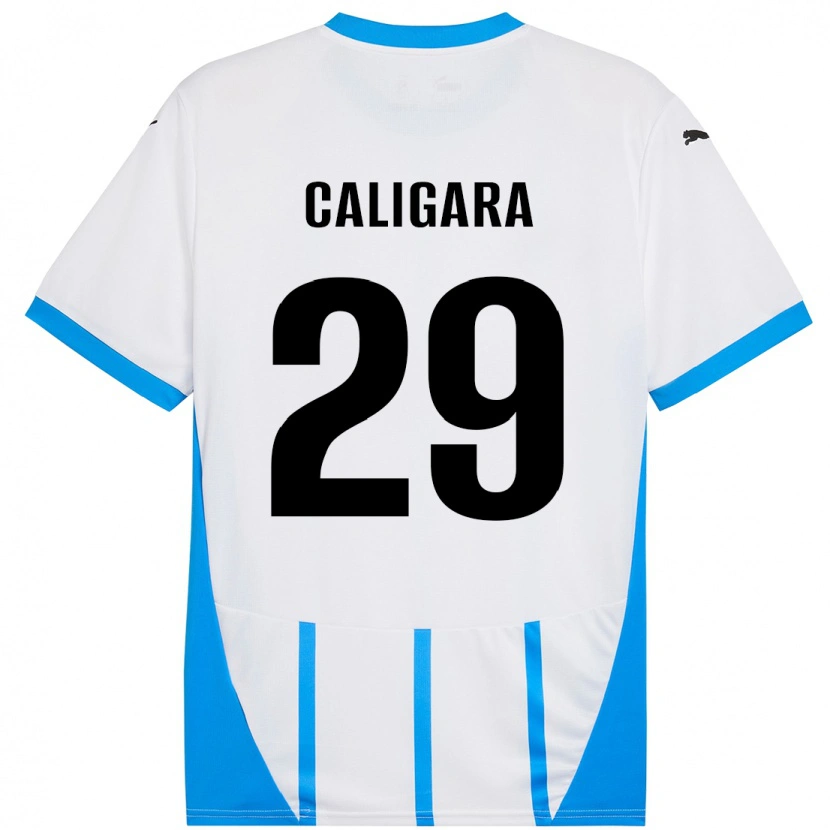 Danxen Kinderen Fabrizio Caligara #29 Wit Blauw Uitshirt Uittenue 2024/25 T-Shirt