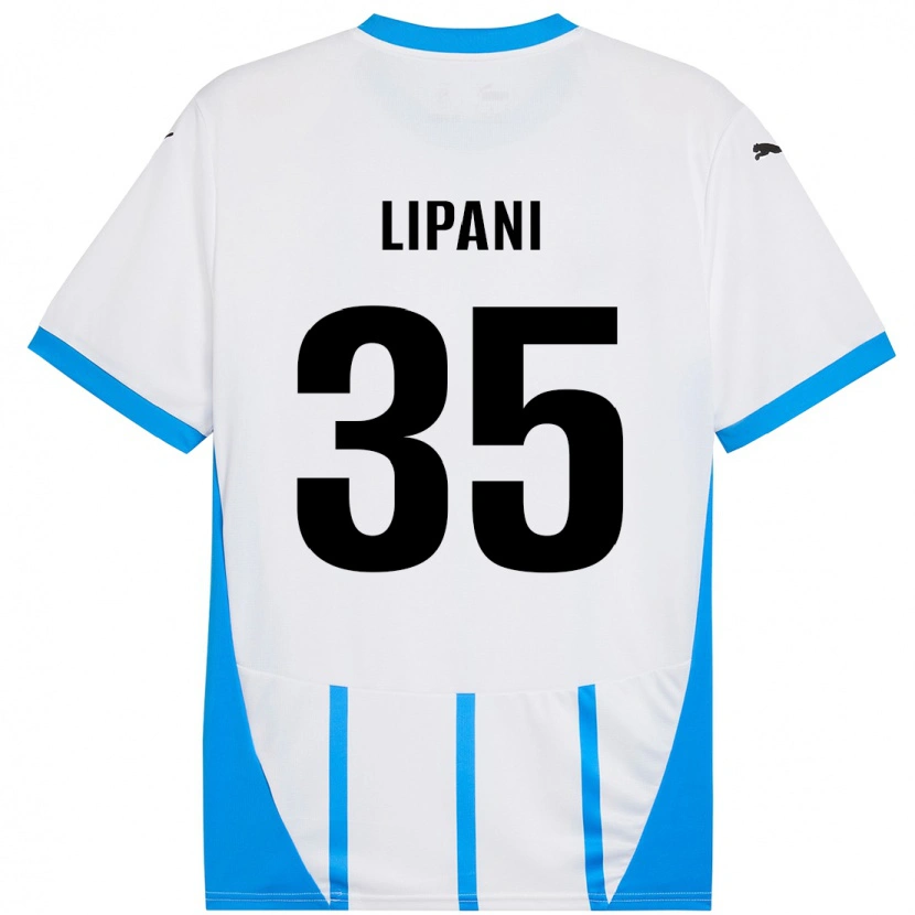 Danxen Kinderen Luca Lipani #35 Wit Blauw Uitshirt Uittenue 2024/25 T-Shirt