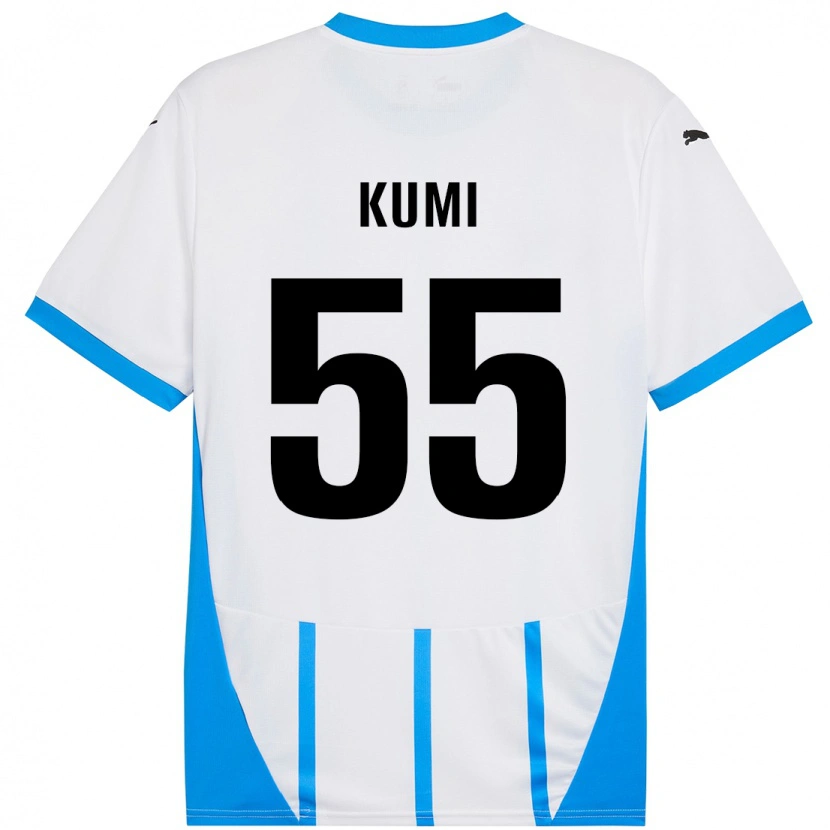 Danxen Kinderen Justin Kumi #55 Wit Blauw Uitshirt Uittenue 2024/25 T-Shirt