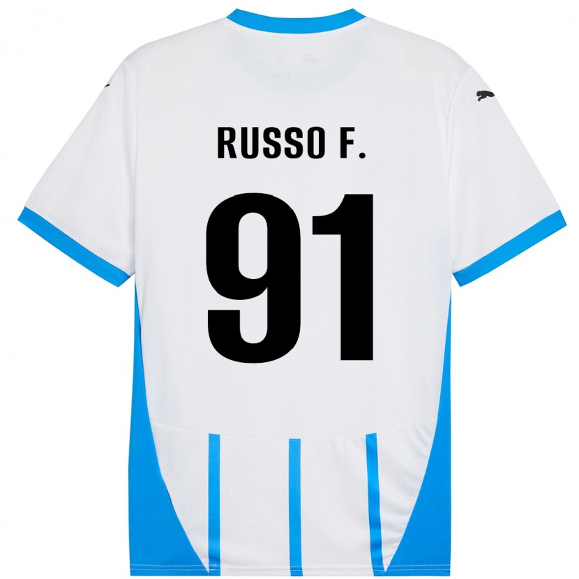 Danxen Kinderen Flavio Russo #91 Wit Blauw Uitshirt Uittenue 2024/25 T-Shirt