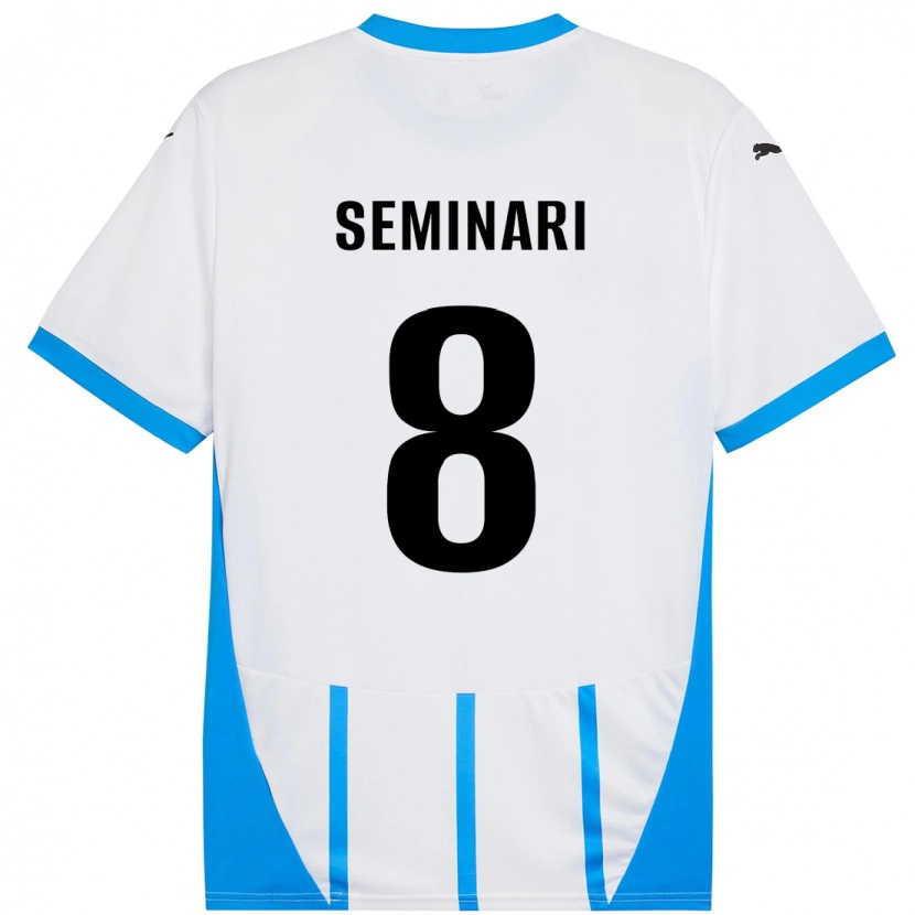 Danxen Kinderen Giacomo Seminari #8 Wit Blauw Uitshirt Uittenue 2024/25 T-Shirt