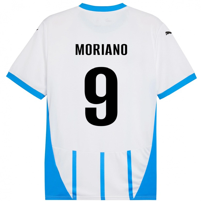 Danxen Kinderen Andrea Moriano #9 Wit Blauw Uitshirt Uittenue 2024/25 T-Shirt