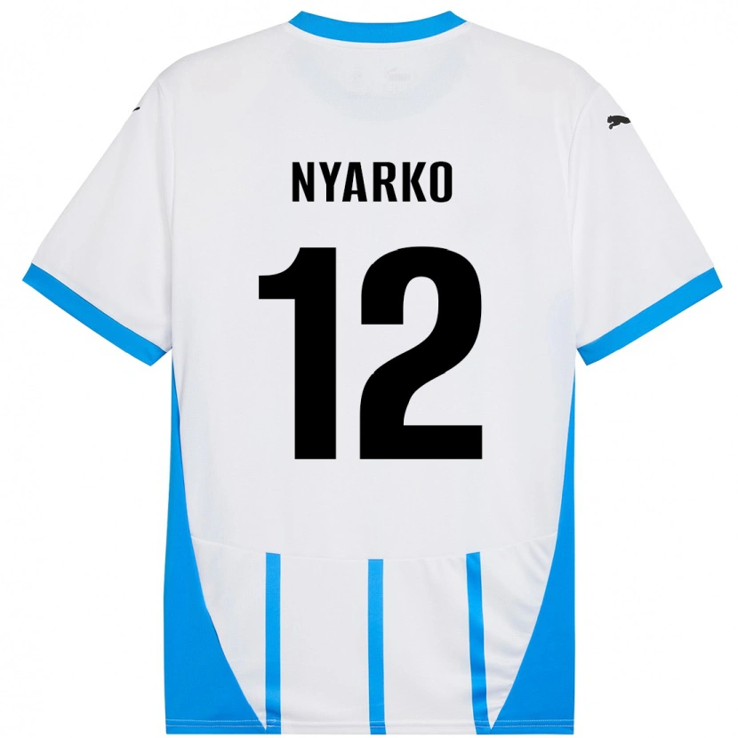 Danxen Kinderen Lorenzo Nyarko #12 Wit Blauw Uitshirt Uittenue 2024/25 T-Shirt