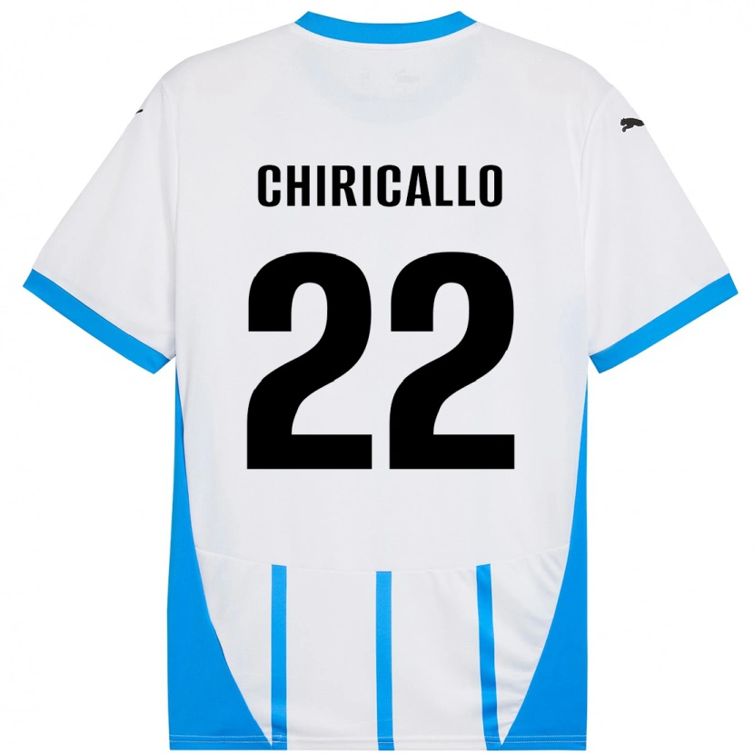 Danxen Kinderen Giovanni Chiricallo #22 Wit Blauw Uitshirt Uittenue 2024/25 T-Shirt