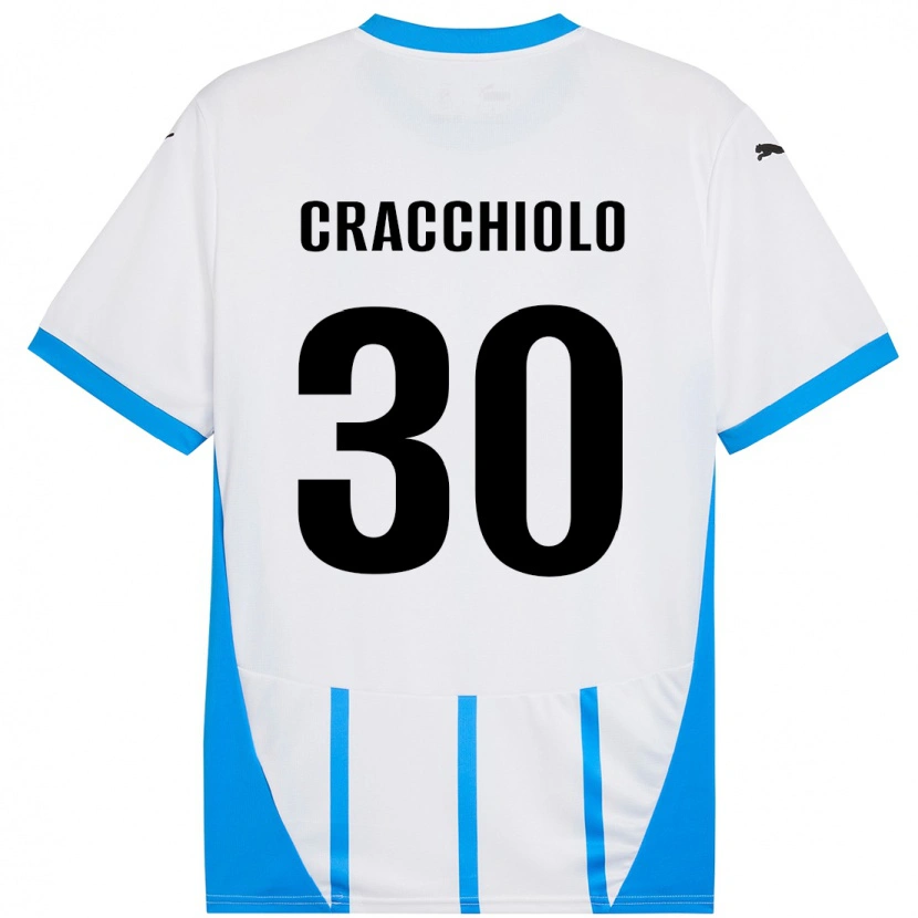 Danxen Kinderen Leonardo Cracchiolo #30 Wit Blauw Uitshirt Uittenue 2024/25 T-Shirt