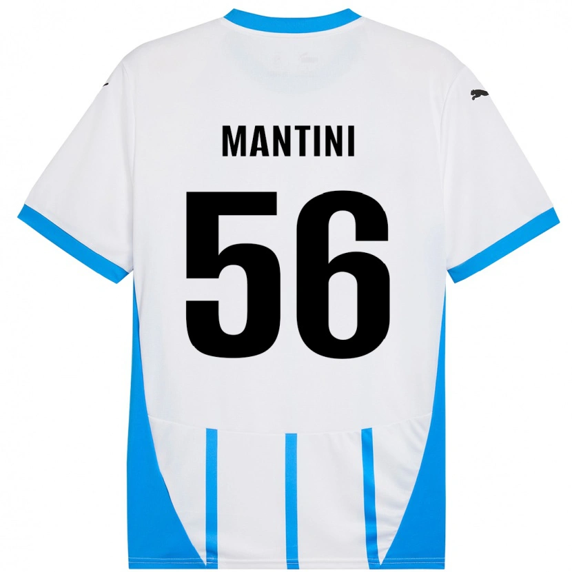 Danxen Kinderen Raffaele Mantini #56 Wit Blauw Uitshirt Uittenue 2024/25 T-Shirt