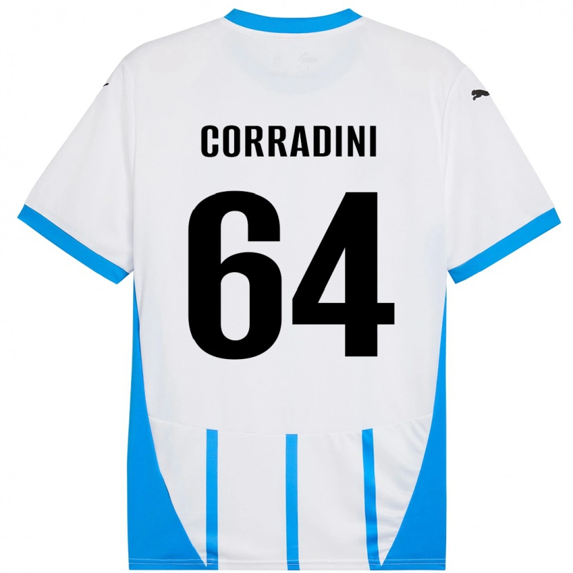 Danxen Kinderen Francesco Corradini #64 Wit Blauw Uitshirt Uittenue 2024/25 T-Shirt