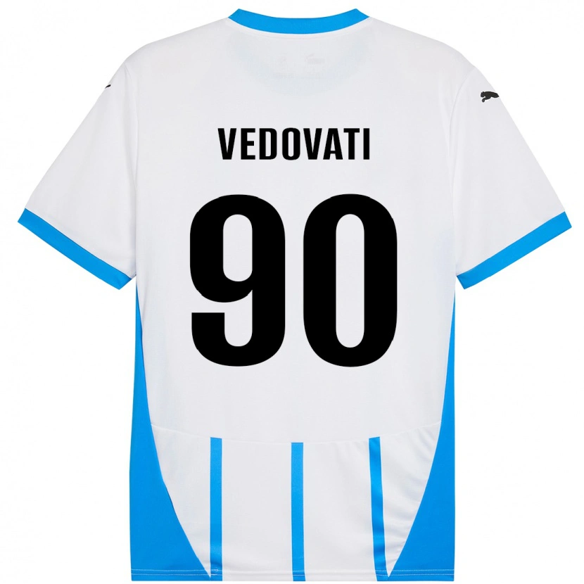 Danxen Kinderen Gabriele Vedovati #90 Wit Blauw Uitshirt Uittenue 2024/25 T-Shirt