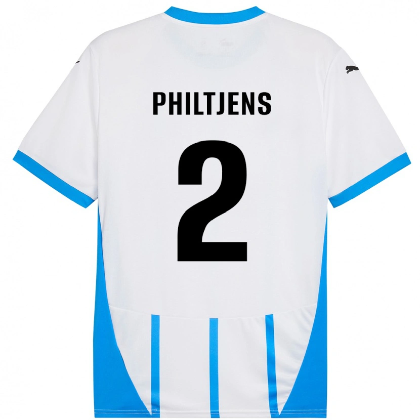 Danxen Kinderen Davina Philtjens #2 Wit Blauw Uitshirt Uittenue 2024/25 T-Shirt