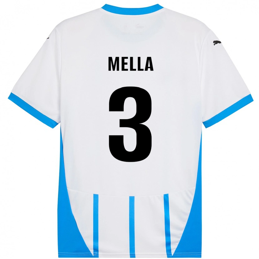 Danxen Kinderen Sara Mella #3 Wit Blauw Uitshirt Uittenue 2024/25 T-Shirt