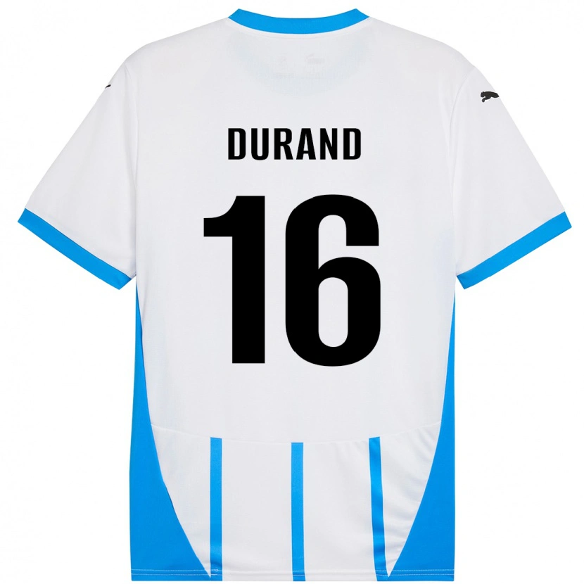 Danxen Kinderen Solène Durand #16 Wit Blauw Uitshirt Uittenue 2024/25 T-Shirt