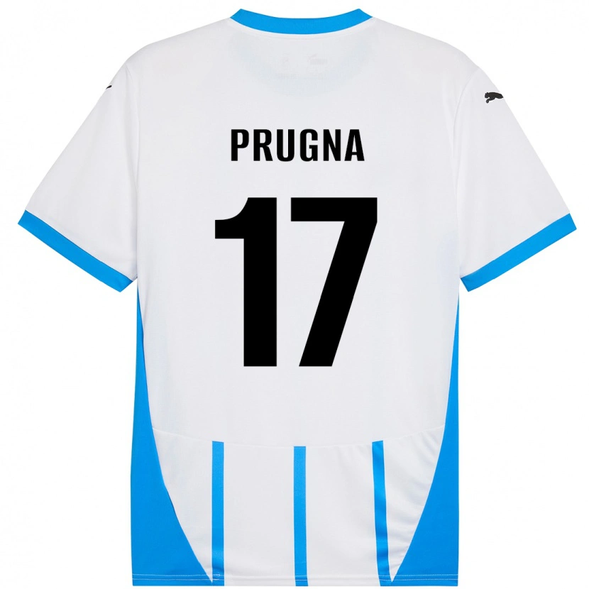 Danxen Kinderen Cecilia Prugna #17 Wit Blauw Uitshirt Uittenue 2024/25 T-Shirt